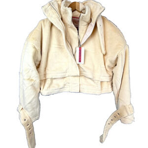 Atoir Sports Club The Bella Cropped Jacket Womens 8 Putty Faux Fur Full Zip